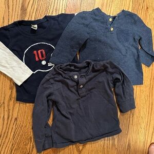 3 Navy and Gray Long Sleeve Shirts Set 18-24 mo